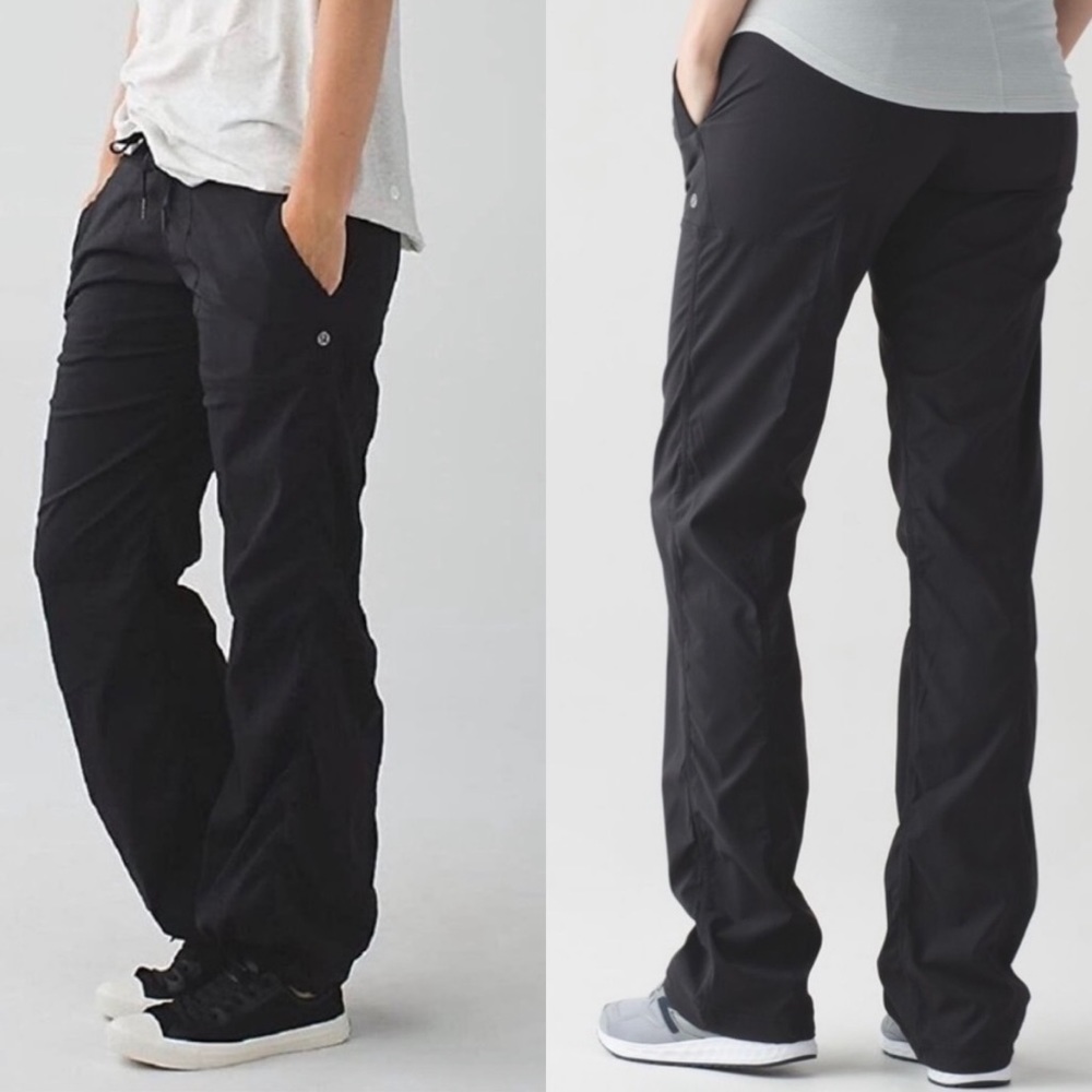 Lululemon Womens Dance Studio Pants Unlined Size 4 Black 32" Inseam Drawstring
